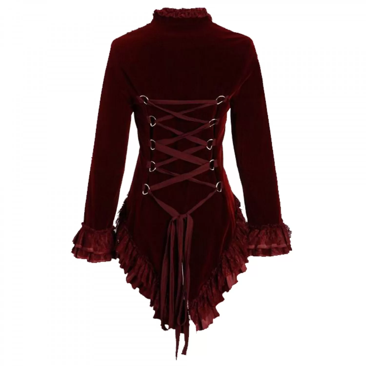 Velvet Ruffled Dovetail Coat for Women | Elegant Gothic Tailcoat Jacket