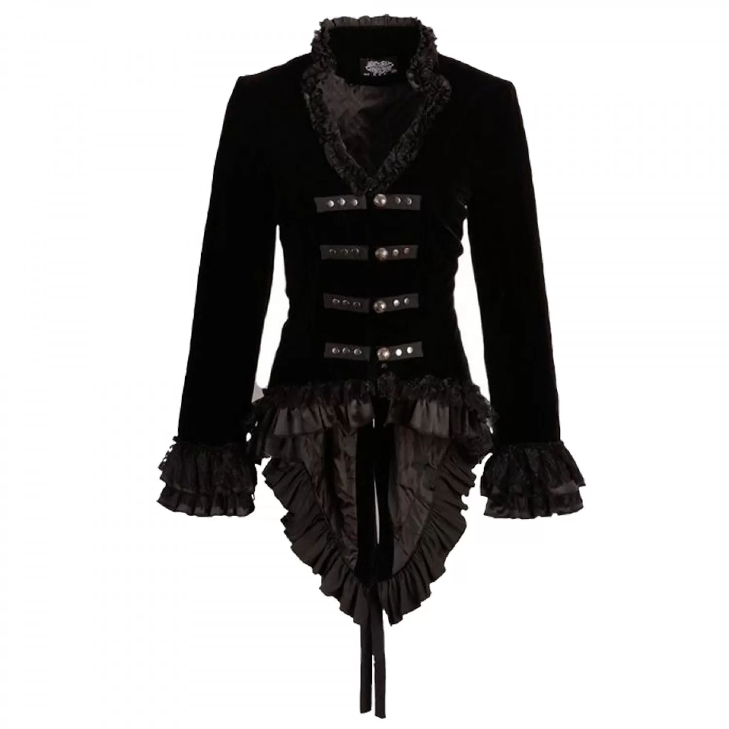 Velvet Ruffled Dovetail Coat for Women | Elegant Gothic Tailcoat Jacket