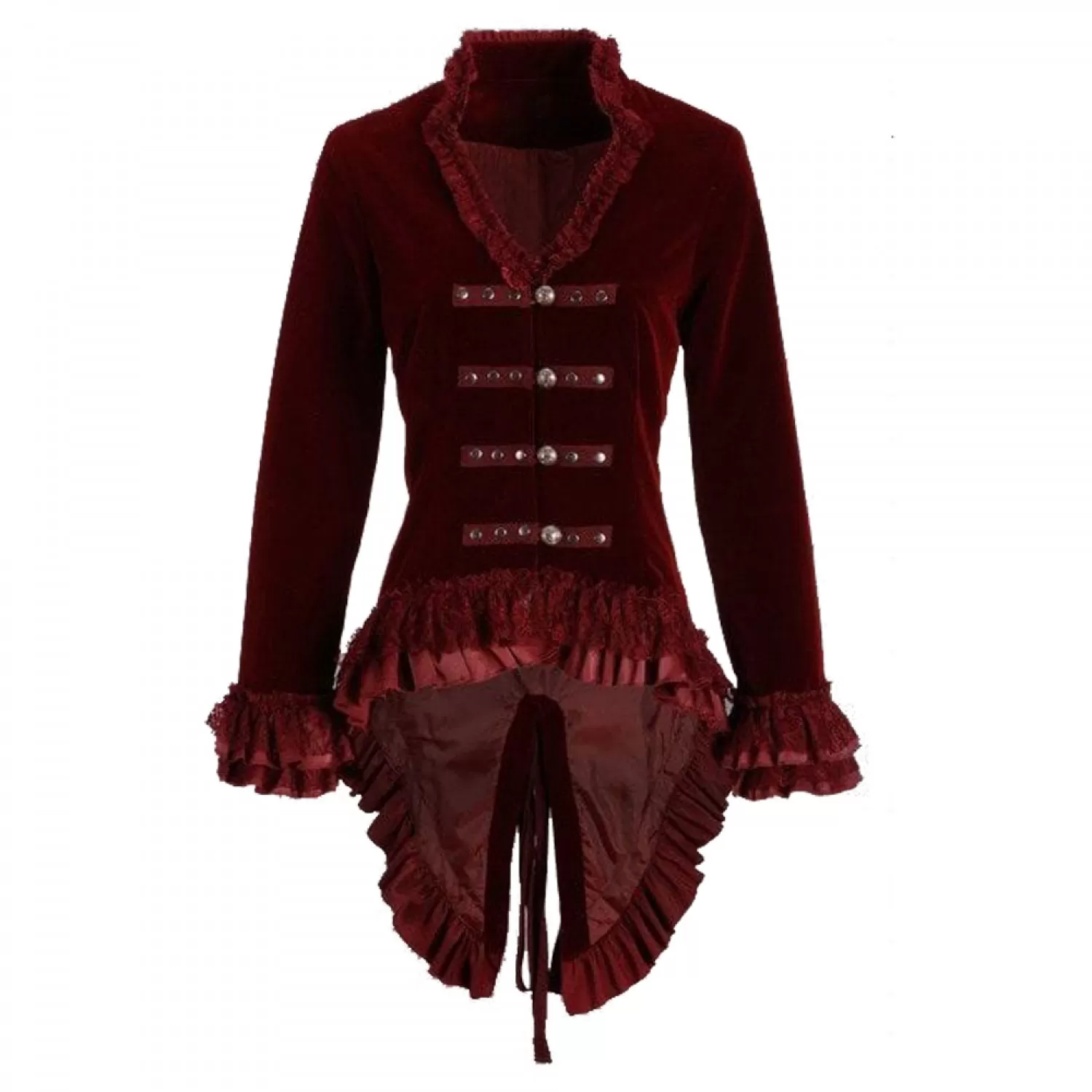 Velvet Ruffled Dovetail Coat for Women | Elegant Gothic Tailcoat Jacket