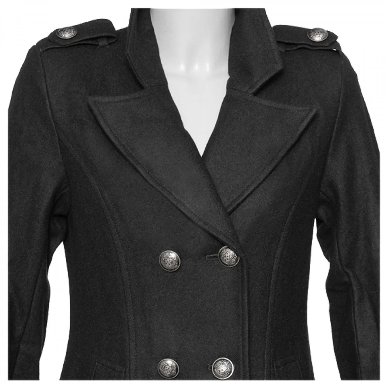 Women’s Gothic Military Long Wool Coat | Victorian Officer Style by Gothic Attitude