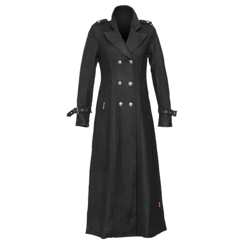 Women Gothic Style Military Black Wool Coat Women Long Coat