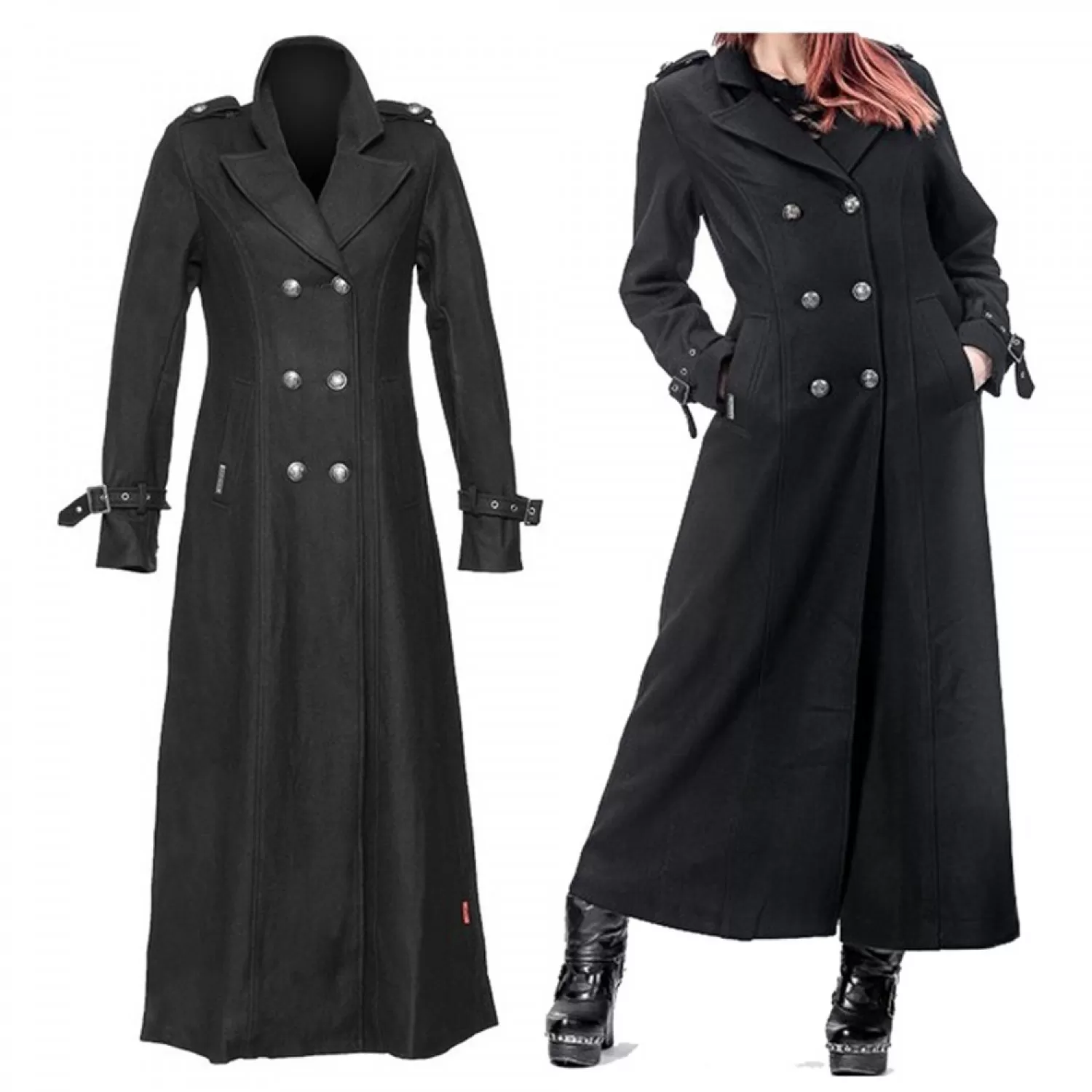 Women’s Gothic Military Long Wool Coat | Victorian Officer Style by Gothic Attitude