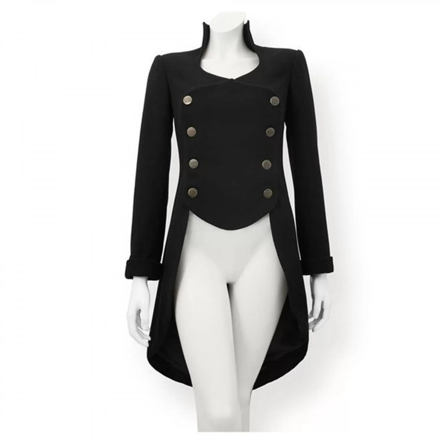 Women’s Steampunk Victorian Black Tailcoat | Double-Breasted Gothic Elegance