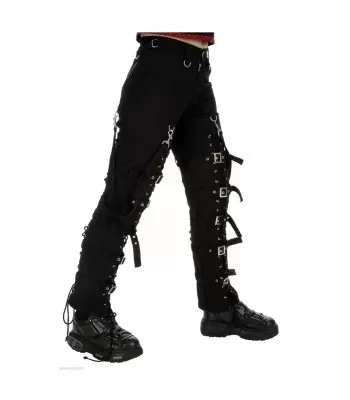 Women’s Black Gothic Skinny Pants | Buckle Strap & D-Ring Punk Trousers