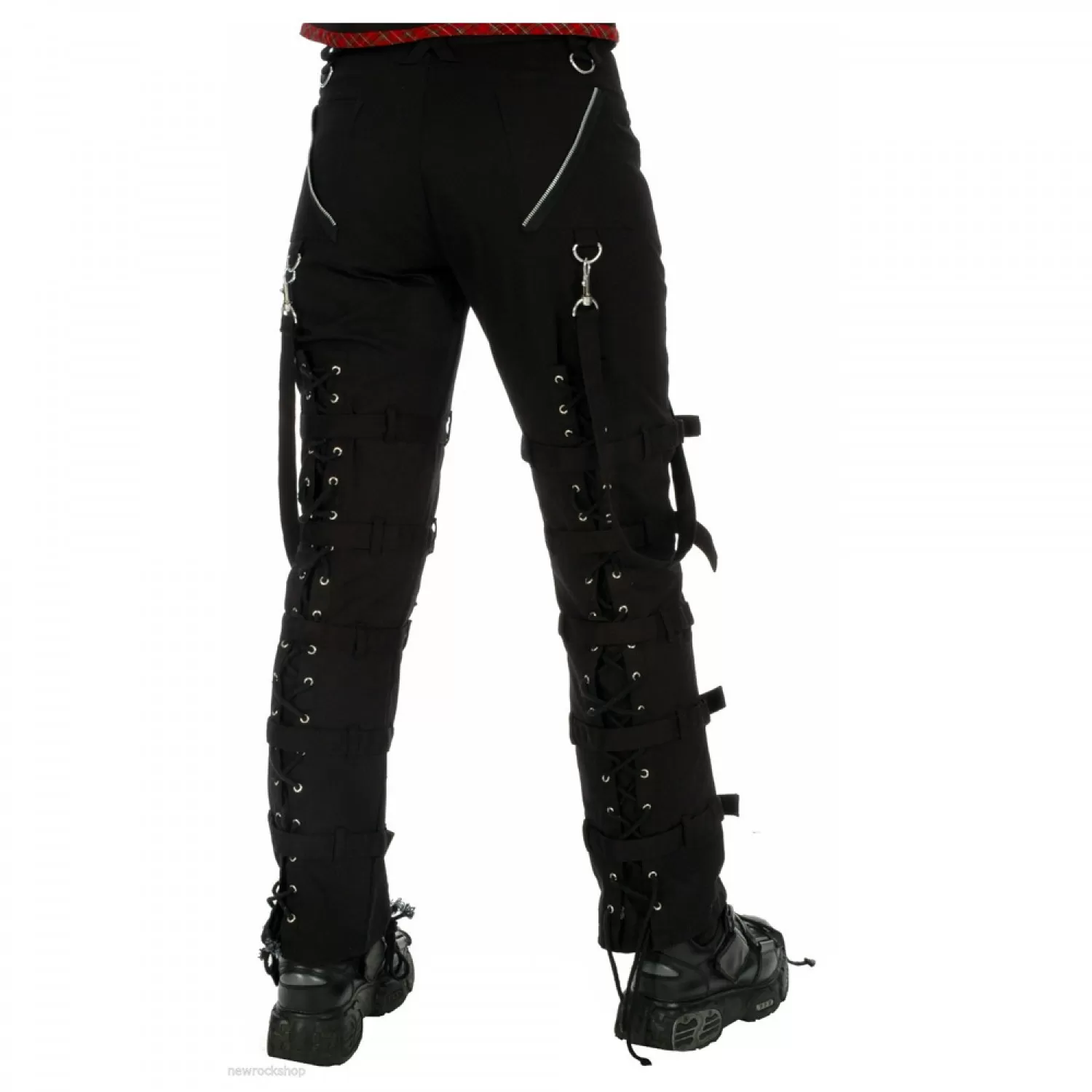 Women’s Black Gothic Skinny Pants | Buckle Strap & D-Ring Punk Trousers