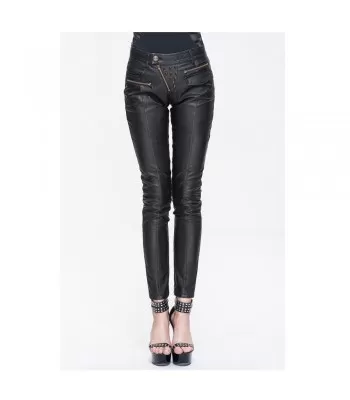 Women Gothic Pants Pu Leather Black Slim Fit Casual Tight Trousers (2025)