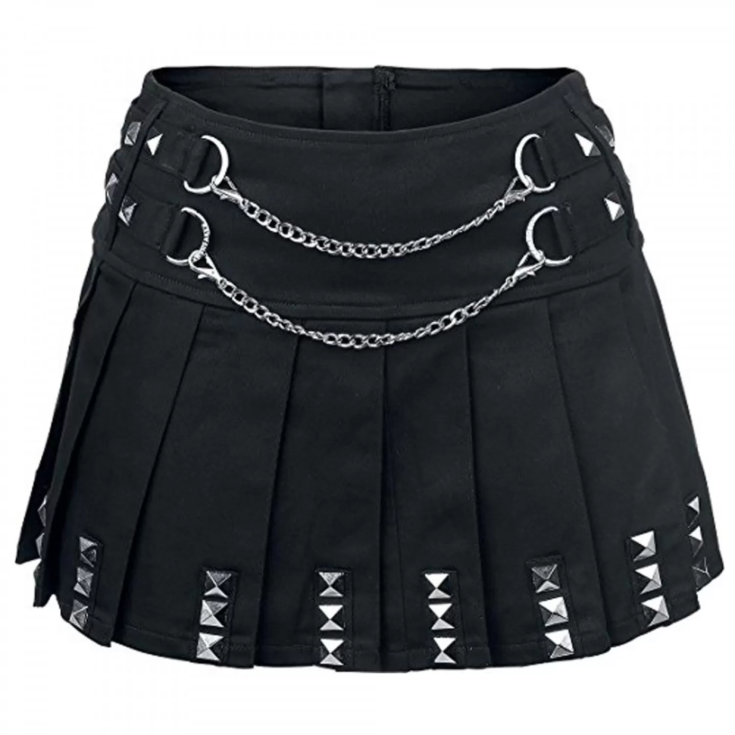 Women’s Gothic Punk Skirt with Silver Chains | Metal Rock Inspired