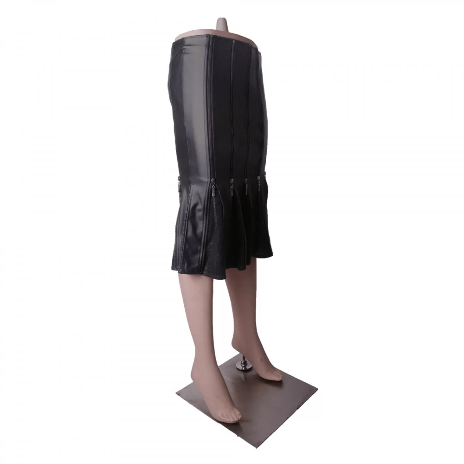 Women’s Black Leather Gothic Fishtail Skirt | Zipper Detail Gothic Elegance