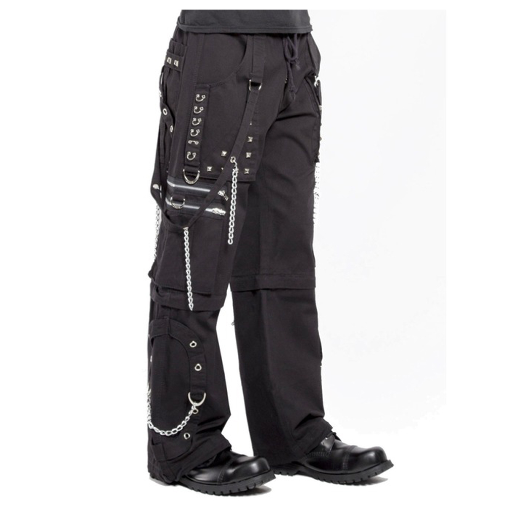 EMO Studded Bondage Baggy Pants Punk Chains Straps Black Fetish Cargo  Trousers
