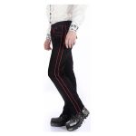 Men Black Red Gothic Military Officer Pants | Steampunk Pentagram Trousers - Image 2