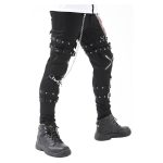 Men Gothic Punk Pants | Chains & Cross-Zip Hip Hop Gothic Trousers - Image 3