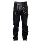 Men’s Gothic Steampunk Pants | Black Slim-Fit Punk Chain Trousers