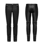 Men Military Gothic PU Leather Pants | Steampunk Officer Trousers - Image 2