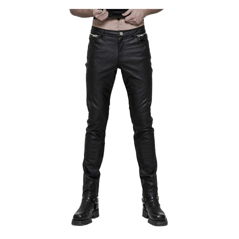 Men’s Military Gothic PU Leather Pants | Steampunk Officer Trousers
