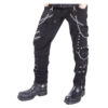 Men Slim Fit Gothic Punk Pants | Black EMO Trousers with Zippers & Chains