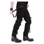 Men’s Gothic Punk Rock Star Pants | Black Buckle & Strap Trousers
