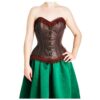 Brown Leather Corset Women | Steel Boned Overbust Gothic Corset