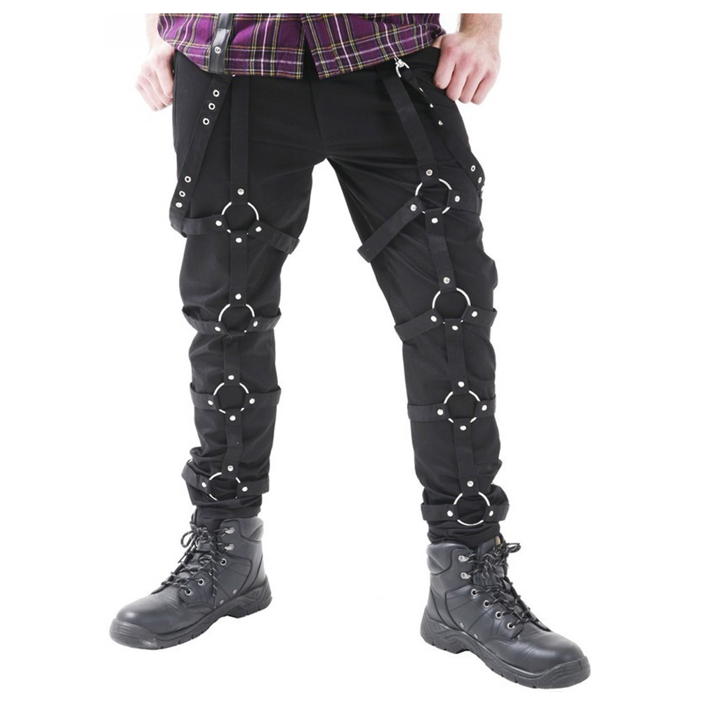 Men Gothic Punk Pants with Harness Straps