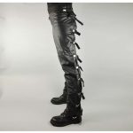 Men Gothic Punk Faux Leather Pants | Slim Fit Rocker Style Trousers - Image 2