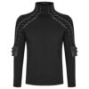 Axiom Armour Gothic Shirts Mens Dieselpunk Steampunk Long Sleeve Top with Faux Leather Panels