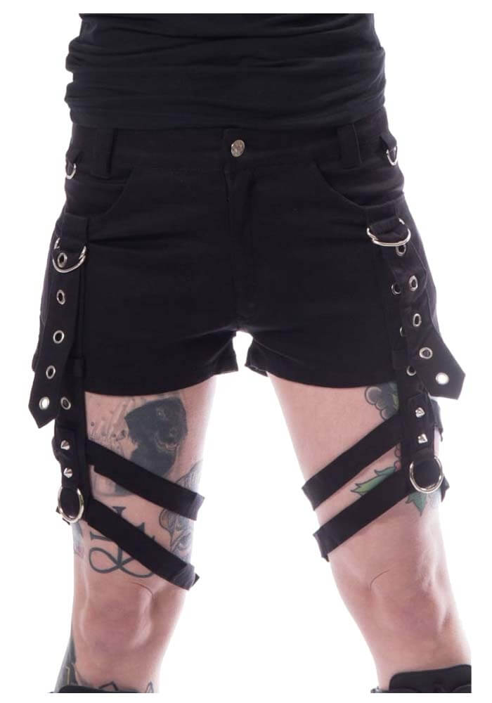 Women’s Gothic Black Denim Badass Babes Mini Shorts