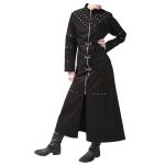 Women Gothic Autumn Long Black Coat | Zipper & Studded Coat - Image 3