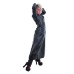 Women Long Black Military Trench Coat | Genuine Leather - Image 2