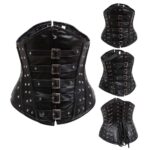Women Black Leather Steel Boned Waist slimming Women Corset (2025)