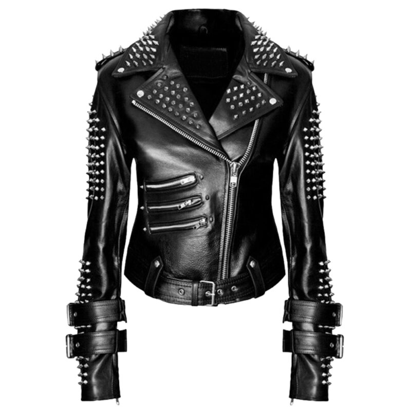 Women Punk Star Stylish Leather Gothic Jacket – Soft Cowhide Biker Jacket