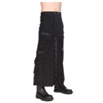 Men Rock Black Pistol Gothic Skirt | Chain-Embellished Punk Denim Skirt