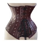 Women Steampunk Style Real Sheepskin Leather Corset – Steel Boned Gothic Waist Training - Image 3