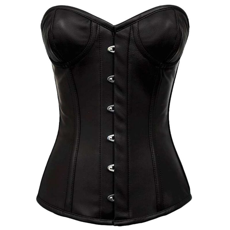 Leather Overbust Corset With Cups – Gothic Steel-Boned