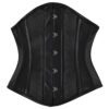 Steel Boned Underbust Corset – Black Leather Hourglass Corset for Women