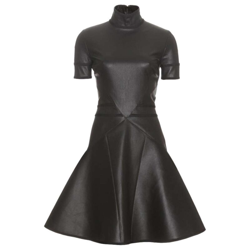 New Women Genuine soft Lambskin Leather Designer party wear Lady Dress (2025)