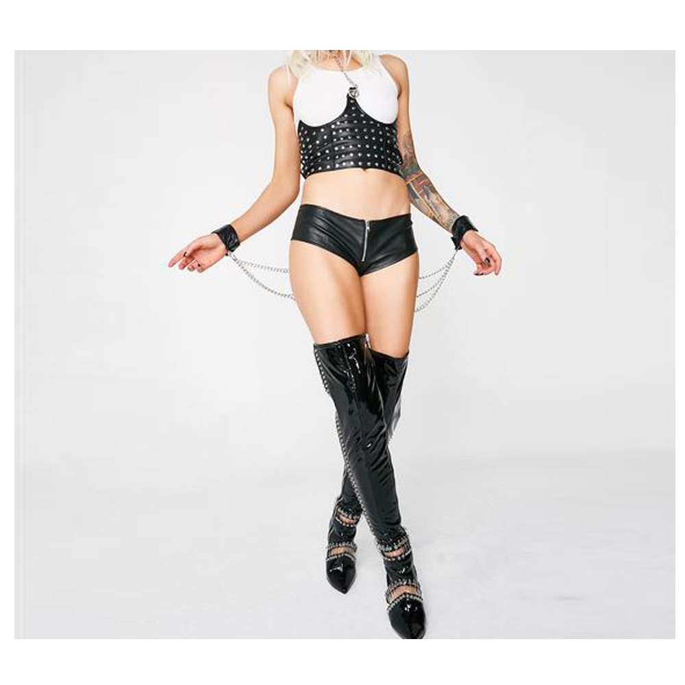 Women Cuff Me Up Front Zipper Chain Booty Short (2025)