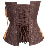 Steampunk Overbust Corset with Removable Neck Gear – Brown Leather & Brocade - Image 3