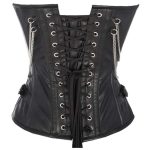 Women Gothic Black Leather Buckle Corset Overbust - Image 2