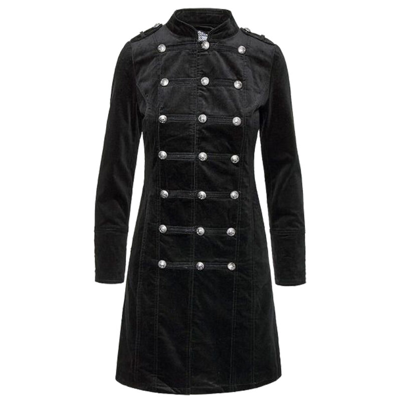Dark Majesty Velvet Military Coat