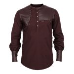 Men Steampunk Shirt Brown Goth Vintage Shirt Gothic Cotton Shirt | Gothic Shirts Mens - Image 2