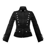 Women Gothic Military Denim Jacket | Corsair Style Black - Image 2