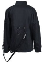 Women Gothic Industrial Jacket with D-Rings & Straps | Punk Cybergoth Statement Coat - Image 2
