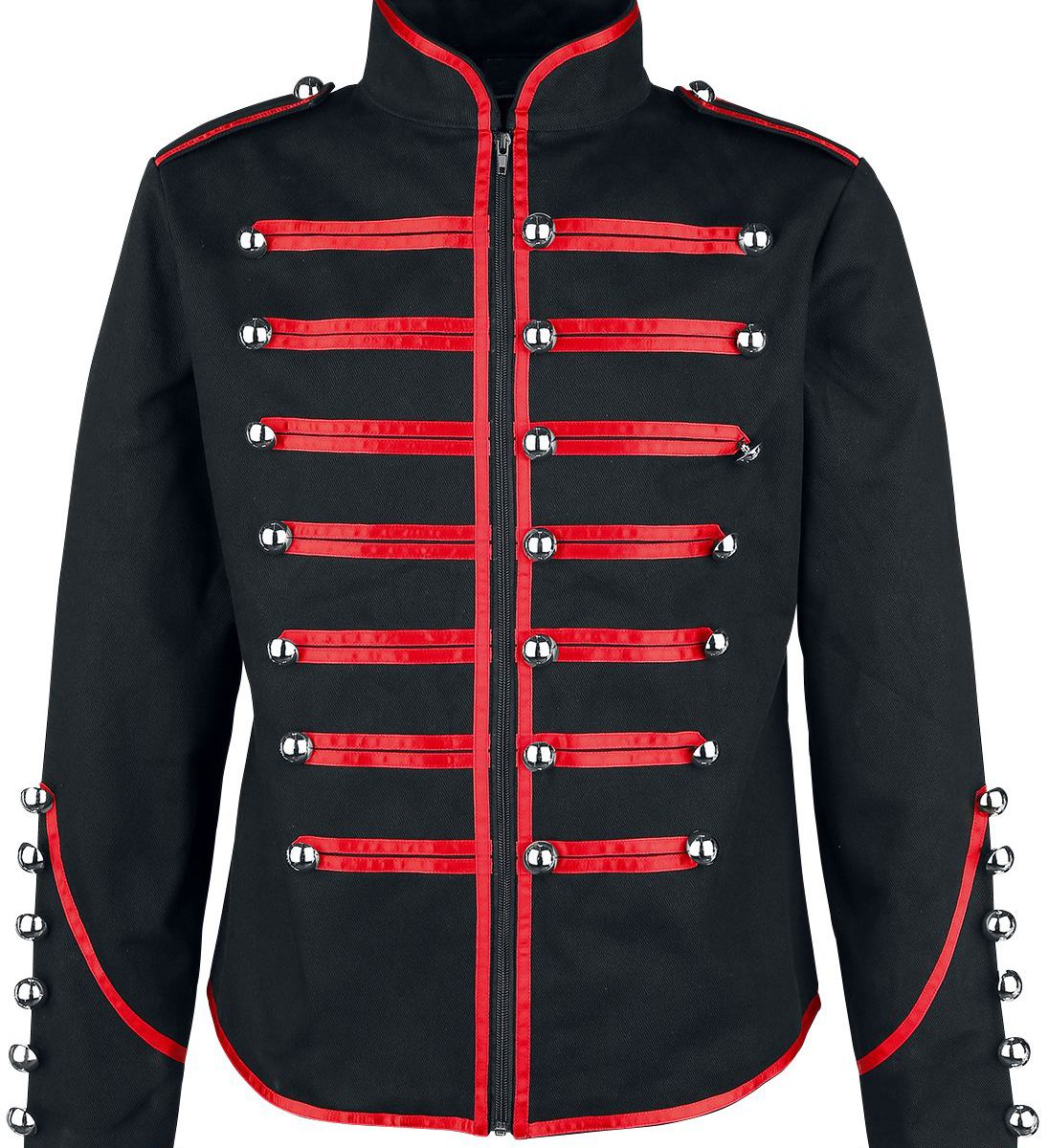 Men’s Military Drummer Steampunk Jacket – Black & Red Parade Style