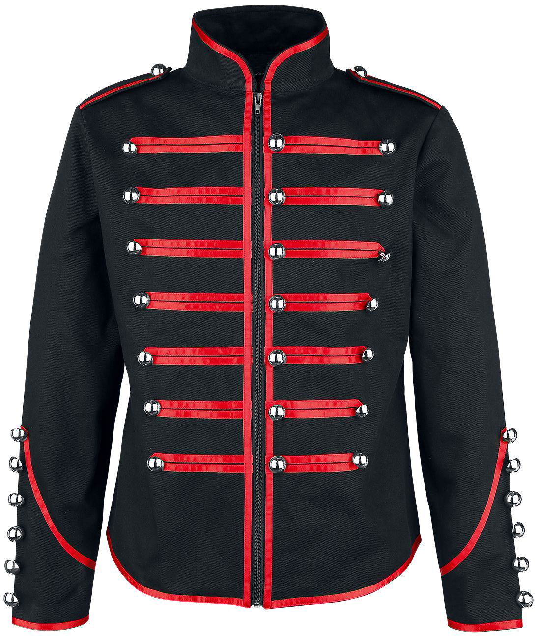 Men’s Military Drummer Steampunk Jacket – Black & Red Parade Style