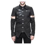 Men Gothic Dave Vanian Punk Rock Shirt | Detachable Sleeve Gothic Fashion Shirt