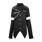 Men Gothic Dave Vanian Punk Rock Shirt | Detachable Sleeve Gothic Fashion Shirt - Image 4
