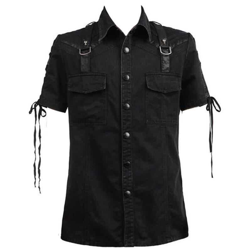 Men Gothic Shirt Steampunk Rock Military Men Fetish Shirt (2025)
