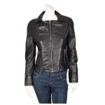 Women Gothic Black Genuine Leather Biker Jacket Sexy Retro String Laced Back Coat (2025)