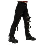 Women Black Gothic Skinny Pants | Buckle Strap & D-Ring Punk Trousers - Image 2