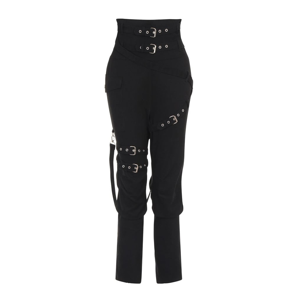 Women’s Gothic Evil Pants | Black Bondage Strap Trousers
