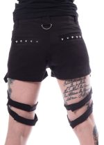 Sexy Goth Girls Shorts | Punk Babes Black Denim Mini Shorts with Detachable Straps - Image 2